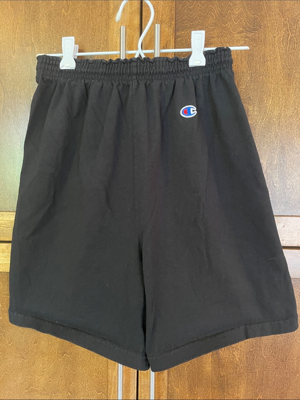 Youth Champion Black Elastic-Waist Casual Shorts with Logo